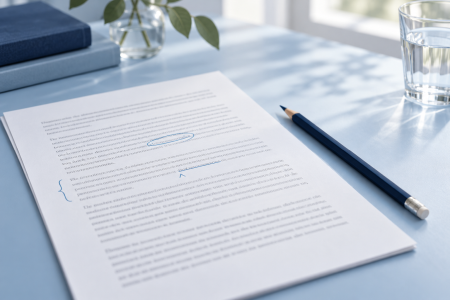 Polished proofreading page in blue